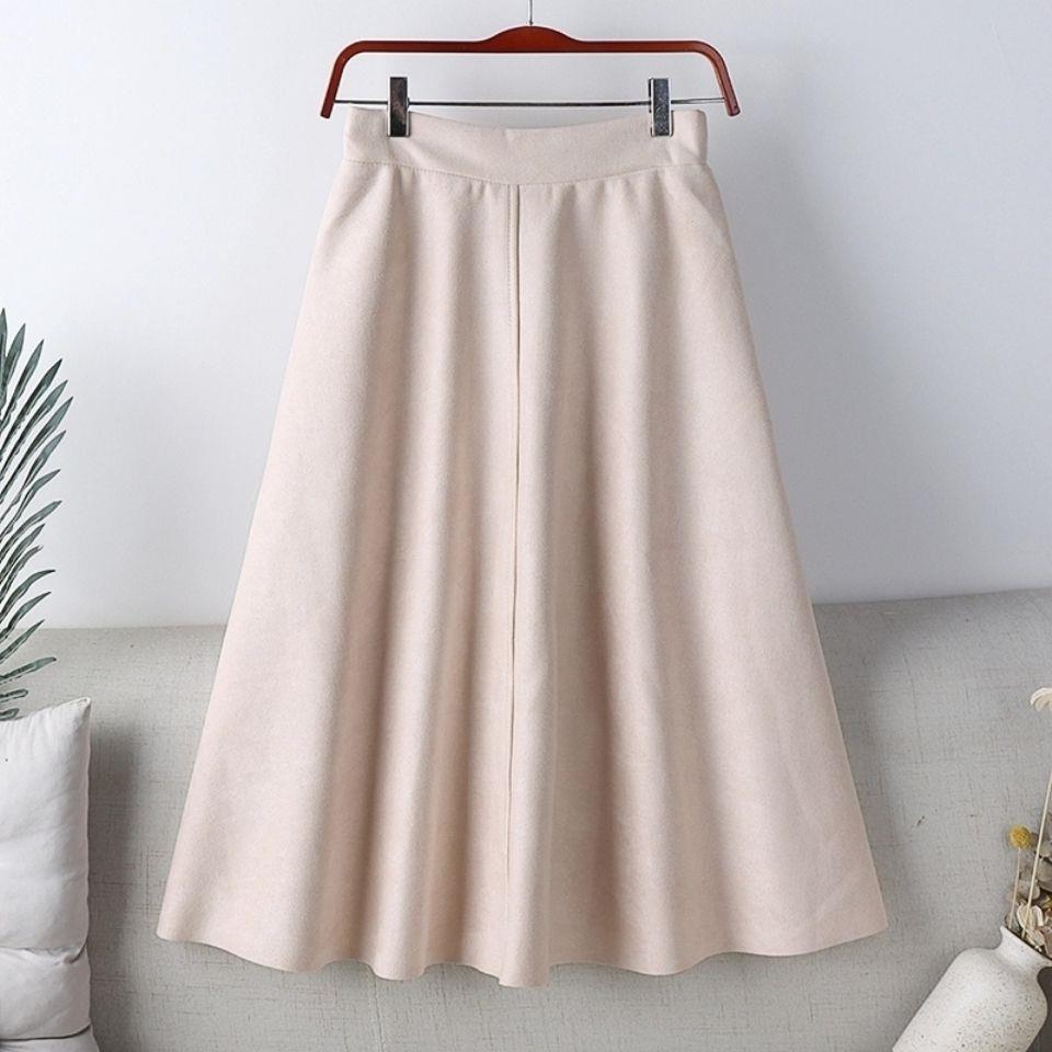High Waist Slimming A-Line Umbrella Skirt with Pleated Design
