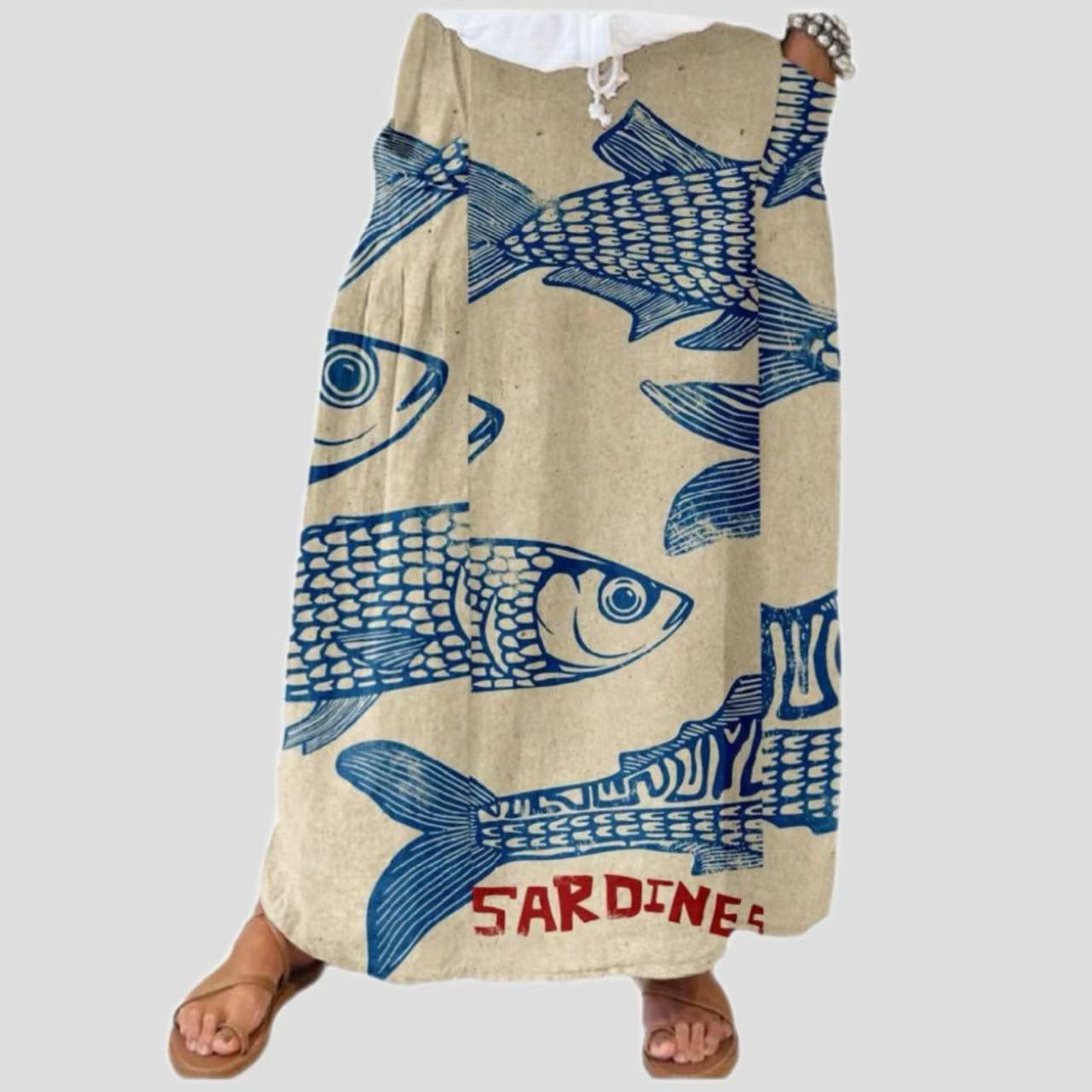 Floral Stripe Casual Skirt with Micro Elasticity for Comfort