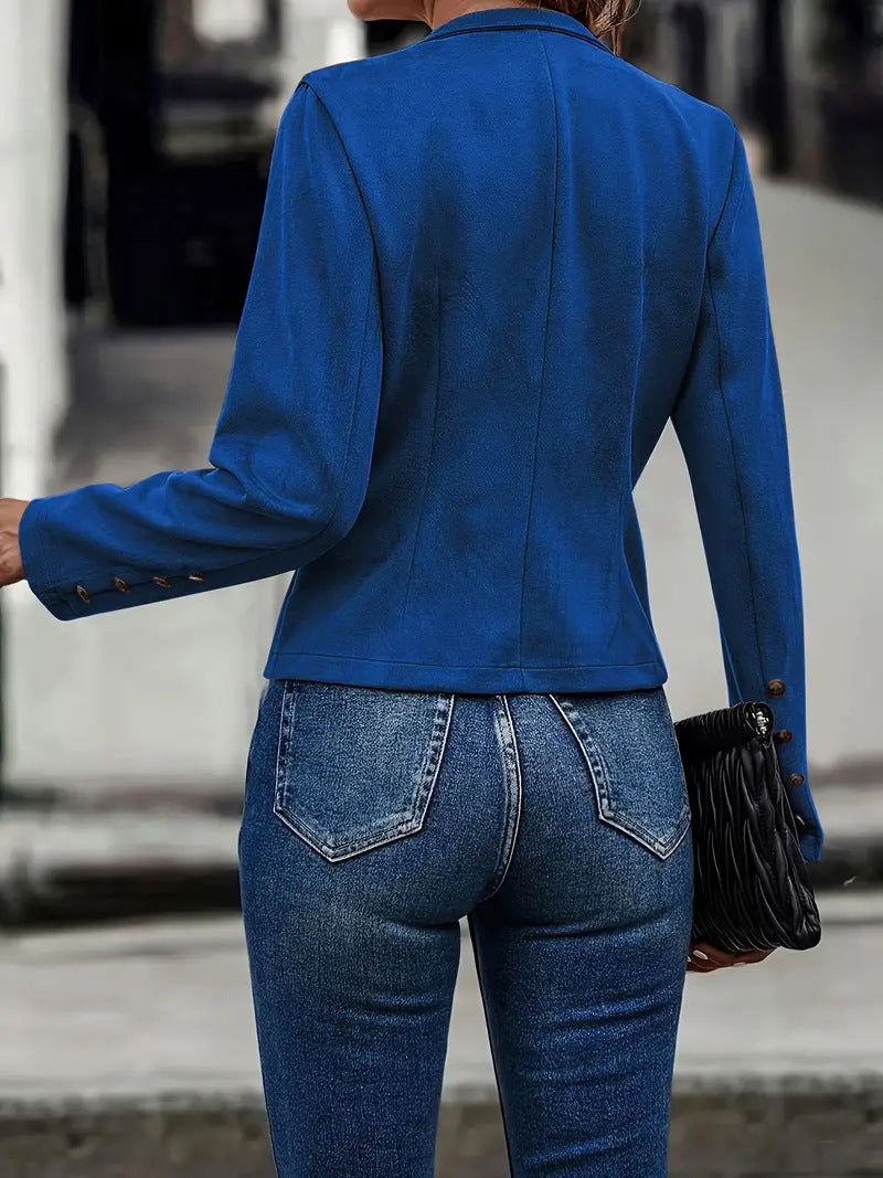 Double-row Metal Buckle Deerskin Velvet Long-sleeved Coat