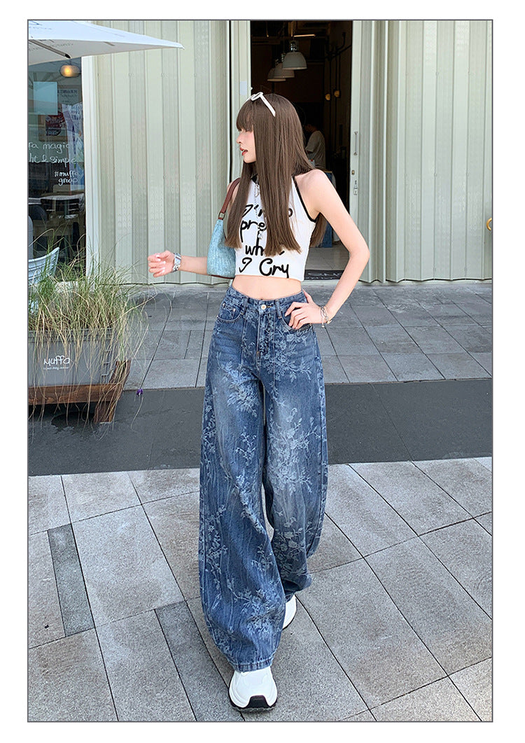 Loose Wide-leg Jeans with Comfortable Denim Fabric for Everyday Wear