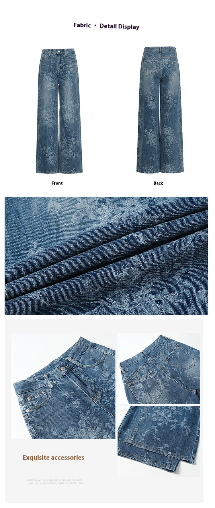 Loose Wide-leg Jeans with Comfortable Denim Fabric for Everyday Wear