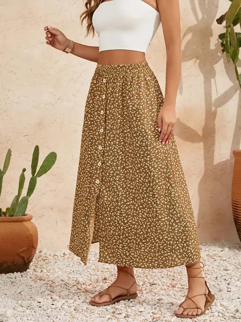 A-Line Skirt with Self-Tie and Embroidery Design for Summer Style
