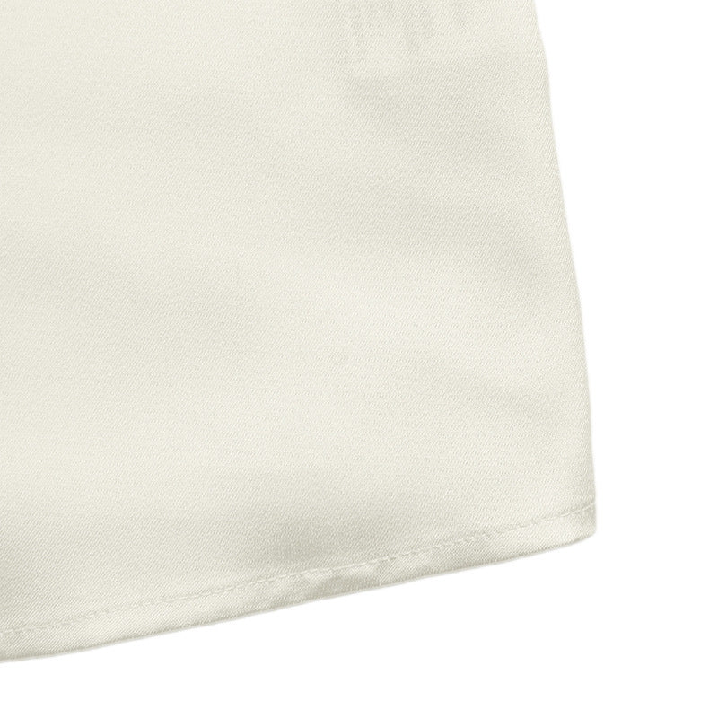 Pearl Button Deep V-neck Color-block Blouse for Elegant Style