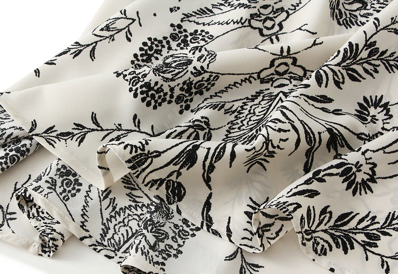 Floral Fishtail Skirt with High Waist Slimming Design