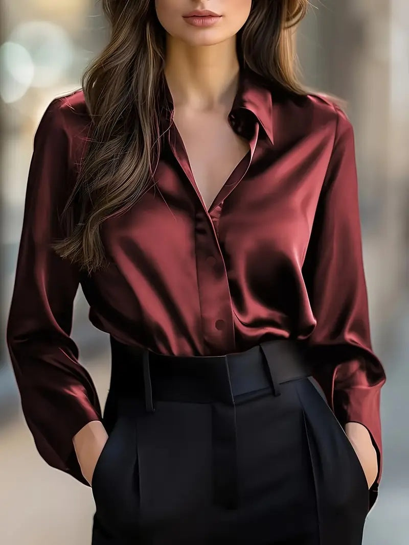 Long Sleeve Button Shirt with Solid Color Elegance for Every Occasion