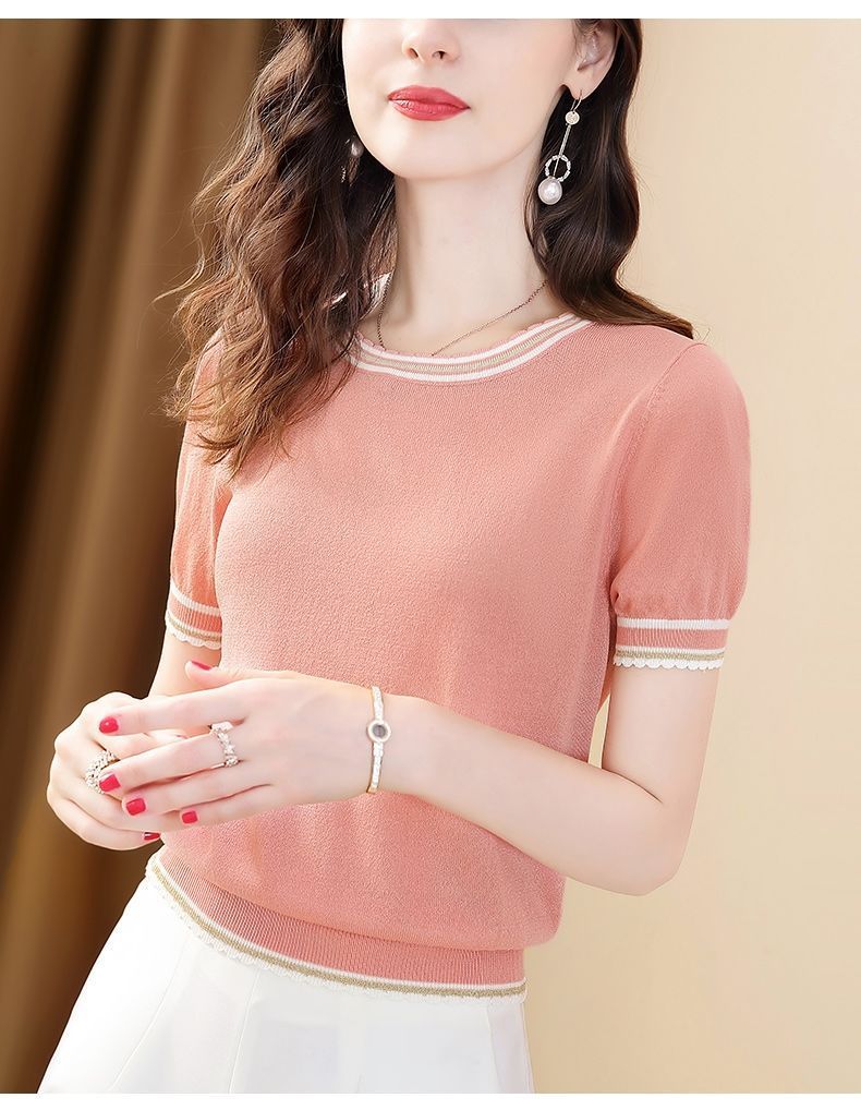 Ice Silk Short-Sleeved T-shirt with All-Match Style Options