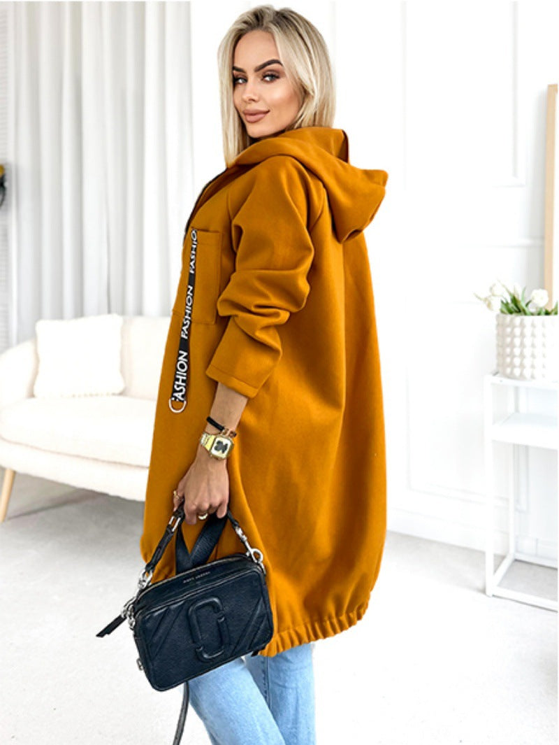 Hooded Sports Zipper Jacket with Medium Thickness for Casual Style