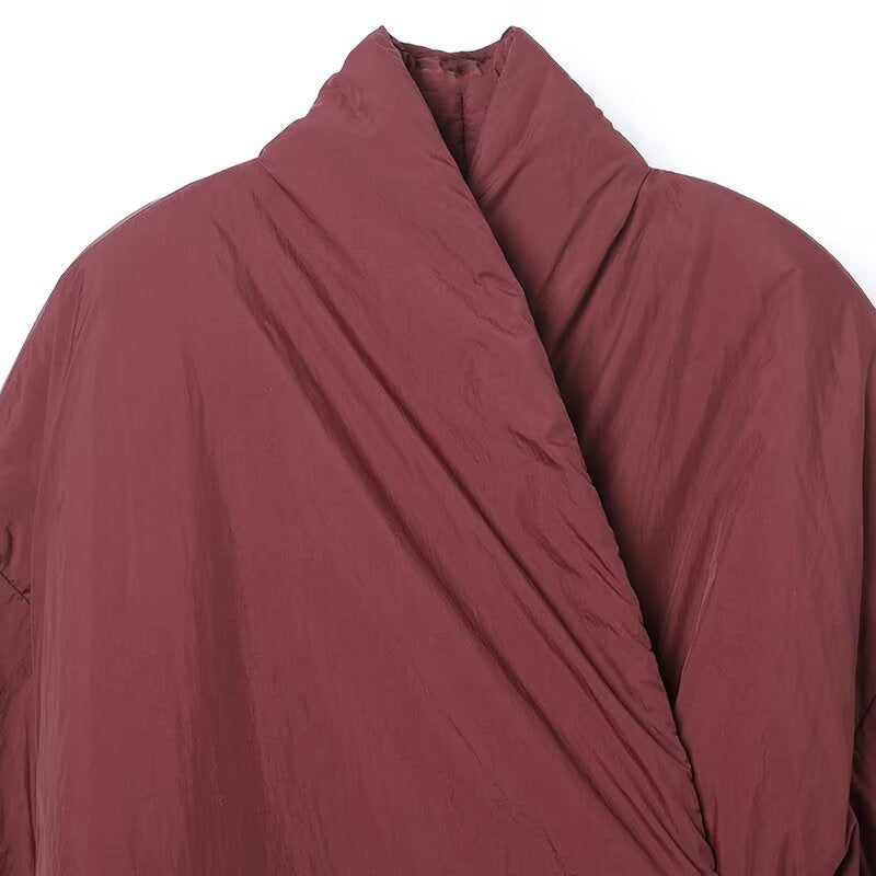 Double-breasted Kimono Coat with Casual Style and Lace-up Details