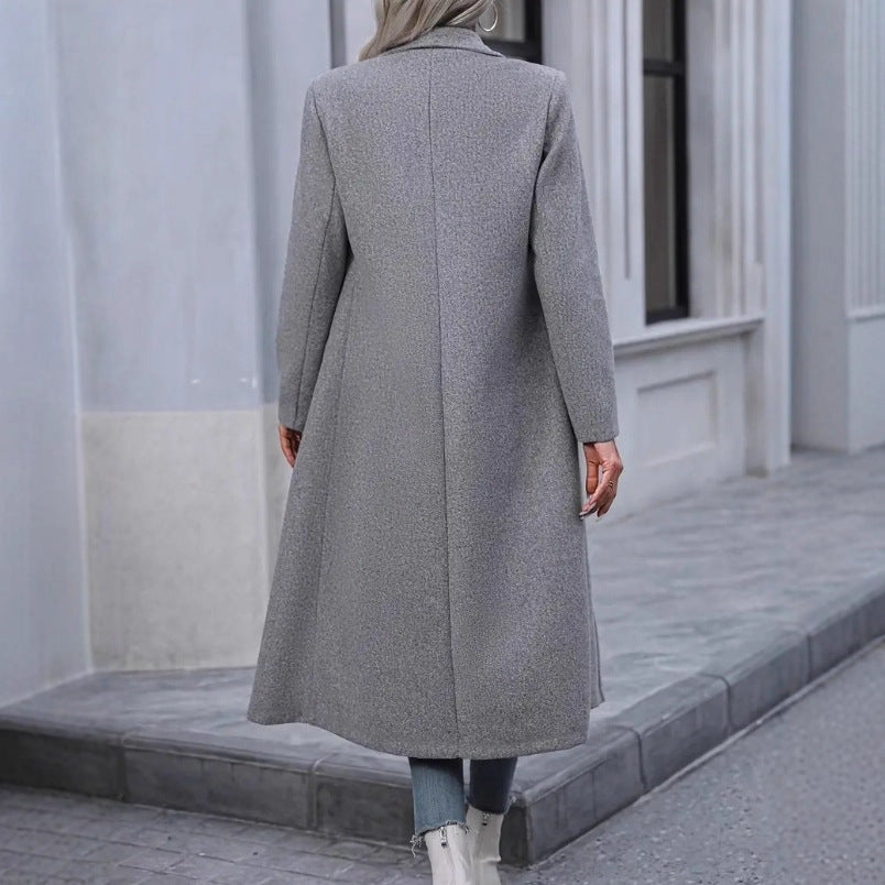 Woolen Long Slim-fit Coat with Casual Japanese and Korean Style