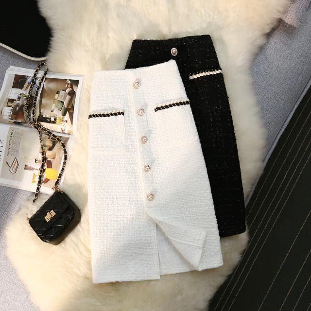 High Waist Slimming A-Line Skirt with Stylish Pocket Design