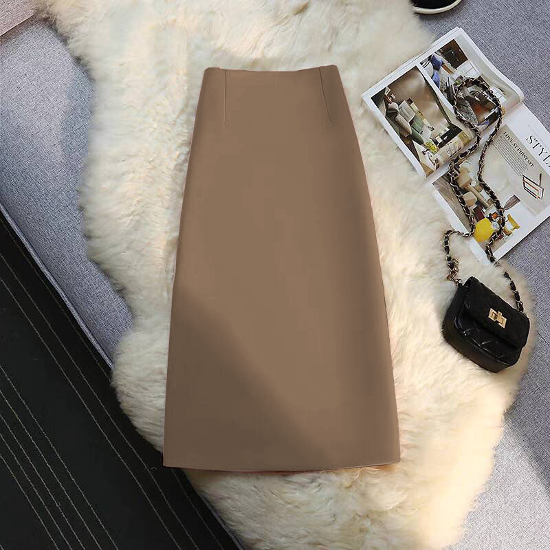 Mid-length Straight Skirt with Draping Effect for Effortless Style