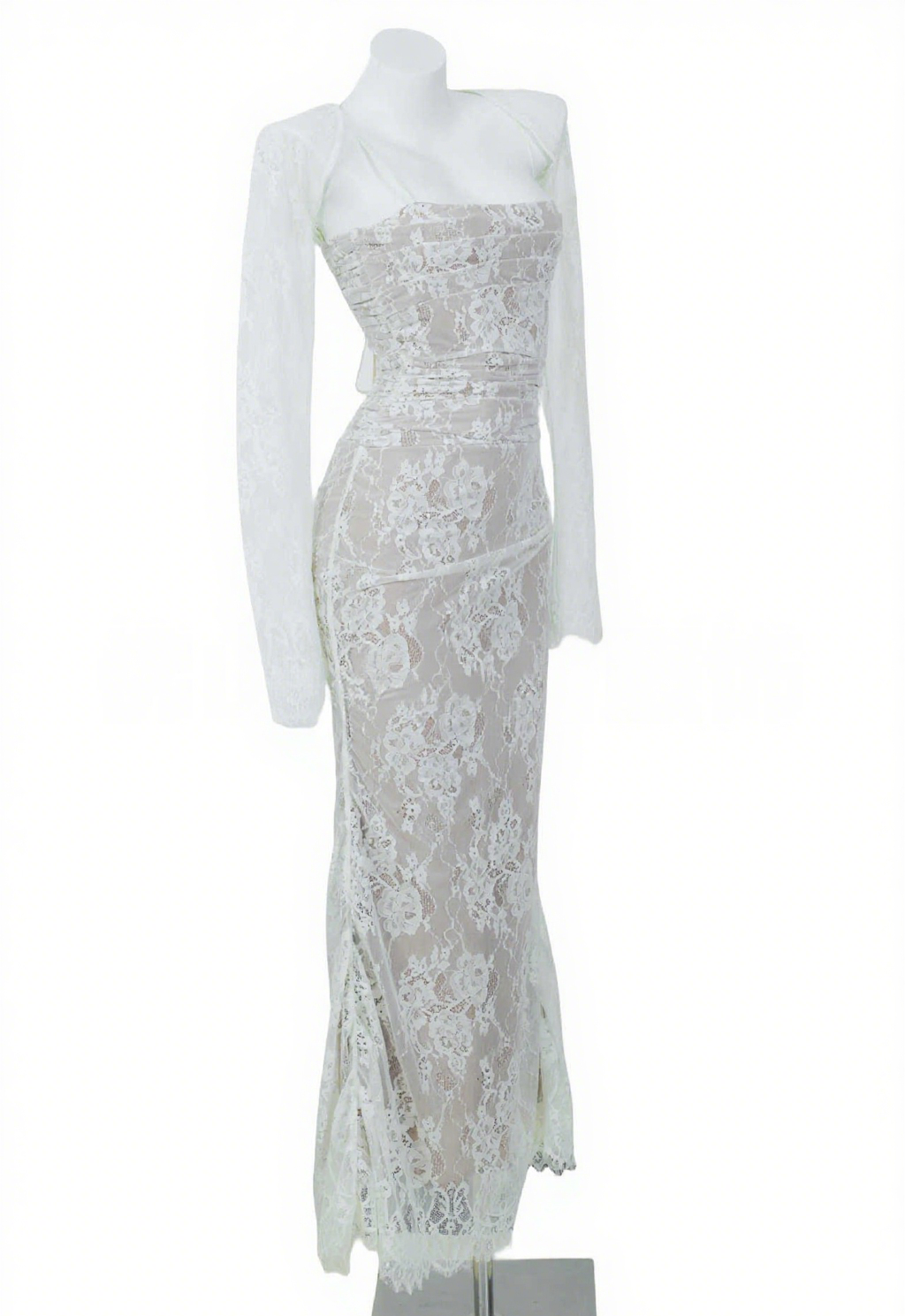 Lace Dress with Elegant Mesh Bodycon Style Evening Gown