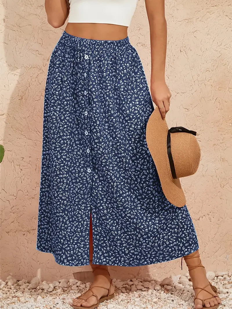 A-Line Skirt with Self-Tie and Embroidery Design for Summer Style