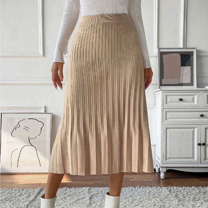 Slim Fit Pleated Skirt with High Elasticity for Effortless Style