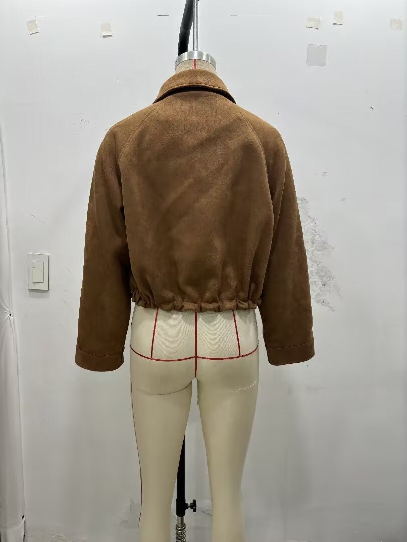 Flannel Drawstring Hem Jacket Coat with Loose Fit and Comfort Style