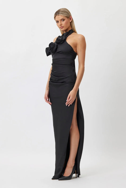 Halter Long High Sense Dress with Backless Design and Asymmetric Skirt
